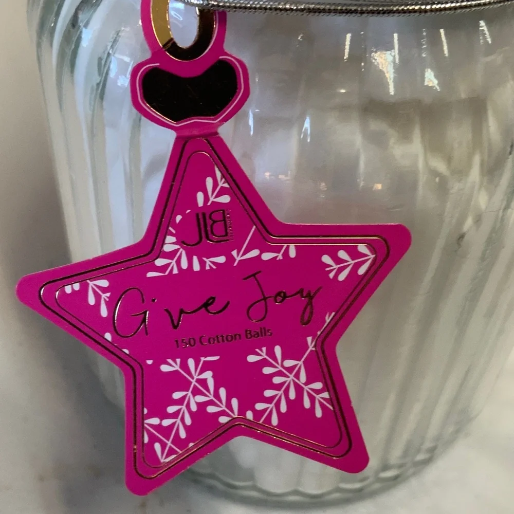 White Star Lid Glass Jar With 150 Cotton Balls